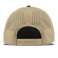 Casquette de golf haute performance à 5 panneaux, bicolore, motif Argyle, personnalisée, découpée au laser, perforée, imperméable, à visière incurvée, avec cordon