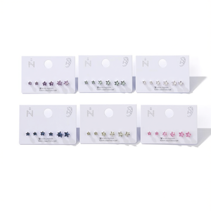 Pendientes de circonita de estrella de colores de 4mm, 5mm, 6mm, con cristales, minimalistas, para uso diario, unisex, con engaste de plata 925 - Product Image 2
