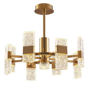 Nordic Hotel Living Room <b>Bedroom</b> Hanging Modern Gold Brass Led Crystal <b>Chandelier</b> Pendant <b>Light</b> - Product Image 6