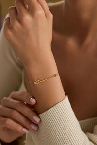 กำไลข้อมือสแตนเลสสตีลแบบปรับได้ สลักชื่อแบบเลเซอร์ ลายเขียนด้วยลายมือ กันน้ำ สำหรับผู้หญิง แฟชั่นเครื่องประดับสั่งทำพิเศษ - Product Image 3