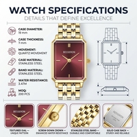 Petite montre rectangulaire pour femme, mouvement Citizen, bracelet en acier inoxydable, étanche, fermoir papillon, personnalisable OEM
