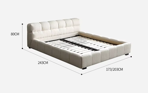 Idao Krem Rengi Ahşap Yatak Odası Mobilyası Kumaş Kaplı Yatak King Size Yatak Lüks Kraliçe Yatak Çerçevesi - Product Image 2
