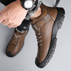 Botas de Invierno para Hombre XiuXian, de Piel Genuina, Punta Redonda, Forro de Felpa, Suela de Goma Antideslizante, Entresuela de EVA, Botas para la Nieve - Product Image 4