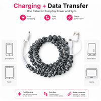 Câble de charge multi-prise USB Type C 4 en 1 pour téléphone, avec perles, noir et blanc, transfert de données, cadeau sportif