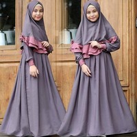 Nouveau modèle de robe musulmane pour enfants Abaya noire marine pour enfants à Dubaï Designs d'enfants de 11 ans