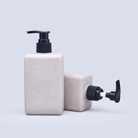 Emballage cosmétique écologique en paille de blé, flacons carrés vides de 250 ml avec bouchon à clapet et logo pour lotion corporelle, gel douche, shampoing