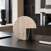 Sculpture de figure ronde en marbre naturel Evelyn Creative Globe pour décoration de table de luxe