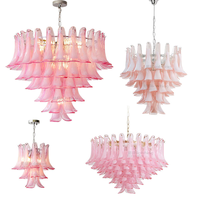 Lustre de luxe de style européen en verre de Murano couleur ambre pétale pour salon, couloir, entrée, escalier
