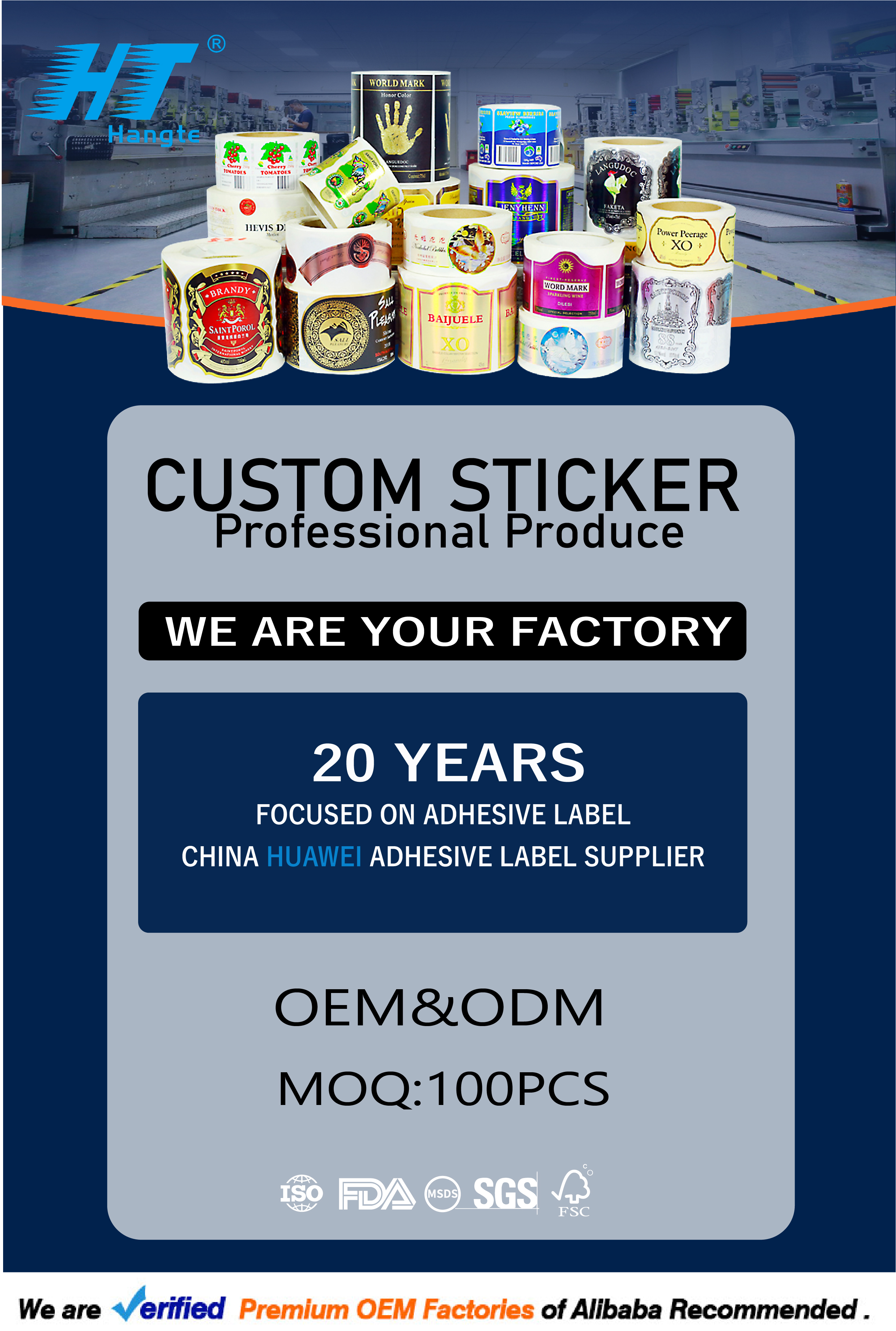 Adhesive Vinyl PVC Die Cut Sticker Custom Printed Waterproof Logo