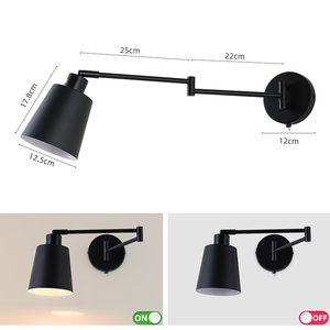 Nouvelle lampe murale LED nordique minimaliste en fer, rotative à 360 degrés et à intensité variable, pour chambre à coucher, style célébrité internet - Product Image 1