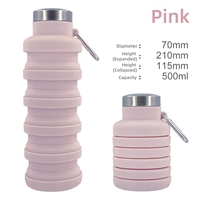 Bouteille d'eau pliable en silicone PP 500 ml, best-seller, gobelet de voyage rétractable pour le cyclisme, bouteille de sport portable pour l'extérieur