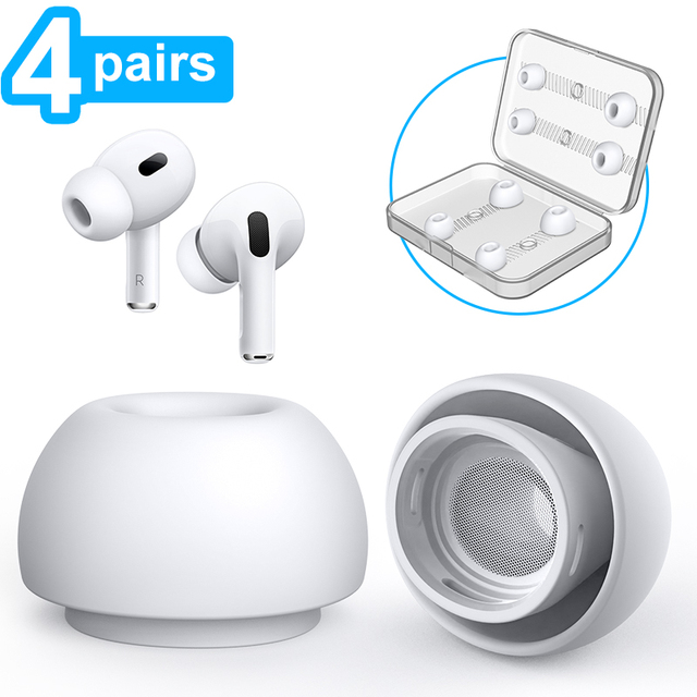 New Bee Wholesale 4 Pairs with Noise Reduction Hole Silicone Earphone Tips Earbuds Tips for Airpods Pro 2nd Generation