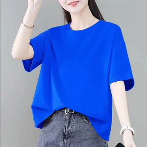 เสื้อยืดแขนสั้นลำลองสำหรับผู้หญิงเสื้อฤดูร้อนทำจากผ้าฝ้ายแท้ใส่สบาย - Product Image 3