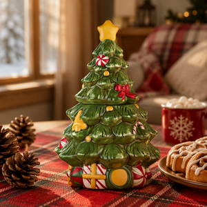 Ceramic <strong>Christmas</strong> <strong>Tree</strong> Dolomite Candy Cookie <strong>Jar</strong> - Product Image 2