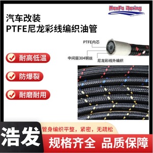 Haofa <b>PTFE</b> Braided Oil Cooler Hose 4.83-16.26mm Inner Diameter -60 to 240C Temperature Range Automotive Use - Product Image 5