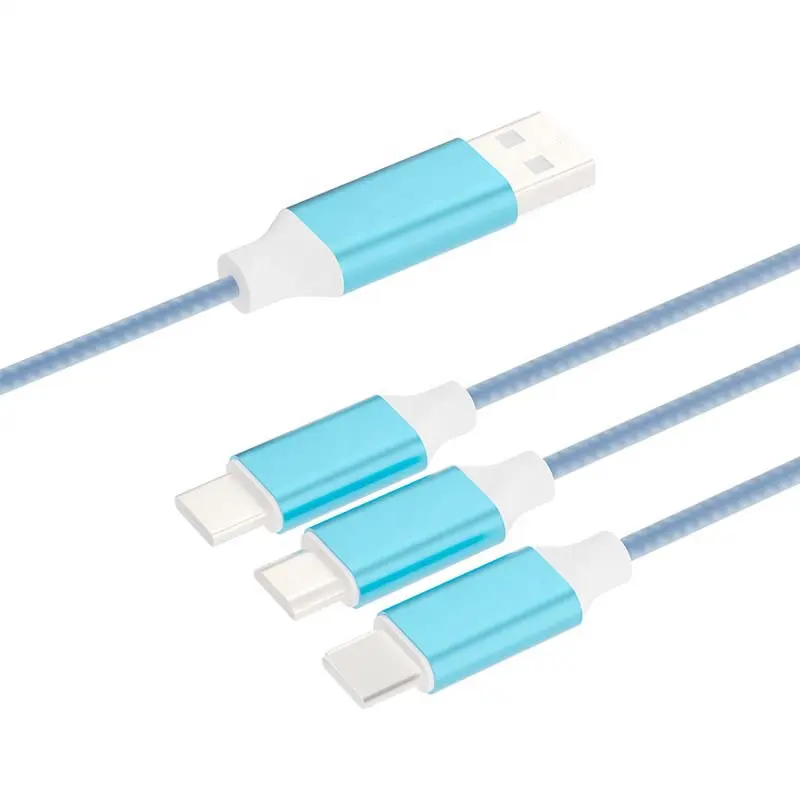 3 in 1 glühendes Schnelllade-USB-Kabel mit leuchtendem fließendem USB AM 2.0 zu Typ C Micro-B-Ladegerät Synchronisierung Daten schnelles Aufladen