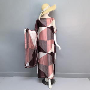 <span class=keywords><strong>Robe</strong></span> Longue Africaine PROMISTAR Personnalisée de Luxe Deux Pièces Caftan Respirant en Polyester avec Foulard Imprimé pour Femme - Product Image 5