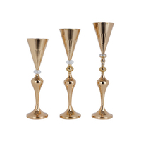 Vase à fleurs en fer doré, supports en métal en forme de trompette pour centre de table, vase à fleurs en métal doré pour mariage, salle à manger, décoration de la maison