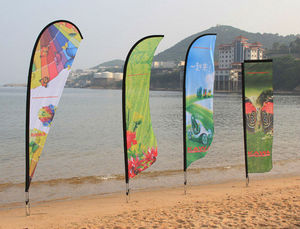 2024 Chất Lượng Cao Ngoài Trời In Biểu Tượng Tùy Chỉnh Kinh Doanh Quảng Cáo Hiển Thị Khuyến Mãi Bãi Biển Mở Lông Cờ Với Cực Kit - Product Image 5