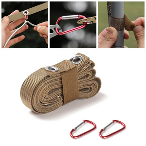 Tent Extension Strap 315x2cm Oxford Red Outdoor Camping Awning Hanging Rope With Carabiners - Product Image 2