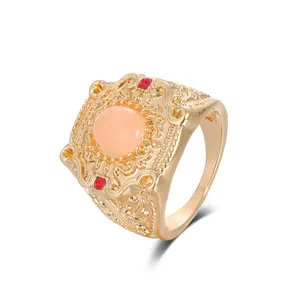 Gioiello splendido ed elegante stile duplex rosa perla diamante rosso anello senior da donna