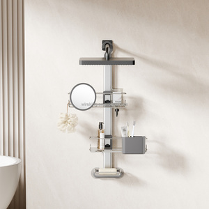 WIREKING Portaoggetti da <span class=keywords><strong>Doccia</strong></span> in Alluminio Antiruggine da Appendere Sopra la <span class=keywords><strong>Doccia</strong></span> con Porta Rasoio e Cestello per Spugna e Sapone - Product Image 1