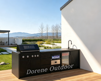Cuisine moderne BBQ extérieure, armoire de cuisson modulaire robuste, unité de grillade extérieure résistante aux intempéries pour cour résidentielle