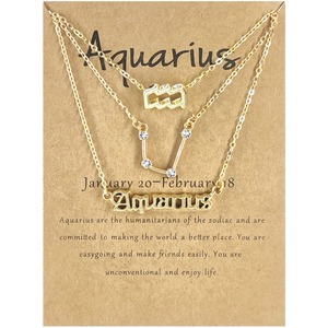 Collar de tres capas con incrustaciones de circonia, 12 Constelaciones, símbolos, cadena chapada en oro, colgante con letras iniciales, regalo, nuevo - Product Image 2
