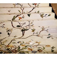 Villa de luxe d'intérieur Beige à jet d'eau fleur en pierre naturelle, marches d'escalier et rehausseurs, conception d'escalier en marbre