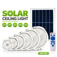 Plafonnier solaire LED avec télécommande, en plastique, étanche IP65, pour usage extérieur et domestique, de 40W à 300W