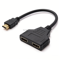 Cable Divisor HDTV 1 a 2, Chapado en Oro, Revestimiento de PVC, Cable de Extensión Macho a Hembra para Monitor de Computadora, Proyector, Reproductor de DVD, 1080P