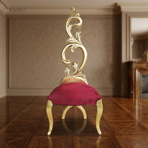 Chaise élégante à dossier haut en bois massif avec feuilles dorées, design moderne, mobilier de maison de haute qualité à prix abordable pour salle à manger et appartement - Product Image 2