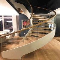 Escalier incurvé/arc en spirale pour l'intérieur, luxe, décoration moderne pour la maison, escalier en verre, escalier en bois