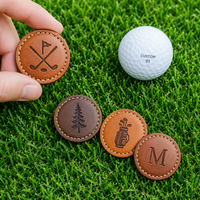 Marqueur de balle de golf magnétique en cuir personnalisé avec logo de luxe, design sur mesure, cadeau d'entreprise pour golfeur, vente en gros du fabricant