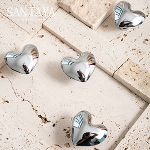 Santaya Solid Chrome-plated Silver Brass Handles Heart-shaped for Kitchen Cabinets Bedroom Wardrobe Drawer <strong>Knobs</strong> - Product Image 2