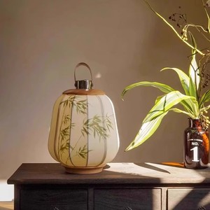 Lampada da Tavolo Portatile Ricaricabile con Controllo Touch, Lanterna Wireless in Tessuto, Lampada da Comodino Retrò Cinese, Atmosfera di Alta Classe, Calligrafia LED - Product Image 3