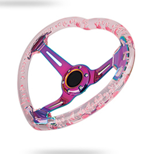 Tiypeor 350mm Acrylic trong suốt hình trái tim màu hồng của phụ nữ đua xe sửa đổi vô lăng - Product Image 3