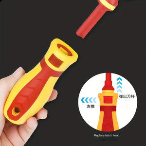 Jeu de tournevis isolés pour électricien professionnel 1000V, tête plate, 4 pièces, avec testeur de tension - Product Image 2