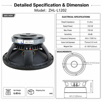 Haut-parleur PA professionnel 12 pouces 350W RMS 98dB Haute Sensibilité Bobine Mobile 75mm Aimant Y35 190mm 8ohm Sonorisation Métallique pour Église KTV Scène