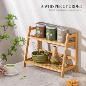 Bamboo 2 Tier Countertop <b>Mug</b> Rack Kitchen Organizer Storage Shelf Minimalist Design - Product Image 5