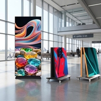 Pantalla LED Vertical P1.53 para Interiores, Cartel LED Plegable, Video Wall HDR10+ con Resolución 4K, Soporte de Piso para Salas de Reuniones
