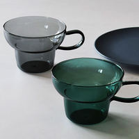 Mug à lait moderne en verre vert 301-400ml, portable, résistant à la chaleur, pour thé, café, eau, petit-déjeuner, cuisine, fête, goûter