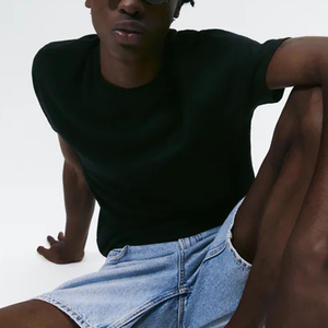 Commande minimum: 1 pièce bon marché 1.3 $ impression de LOGO personnalisé t-shirts noirs unis pour hommes - Product Image 4