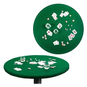 Yeşil yuvarlak keçe masa örtüsü Poker masası kapak elastik bant ile uyar 36-48 inç yuvarlak masalar ve 36 inç kare masa
