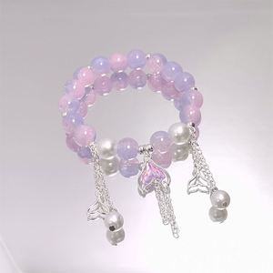Pulsera de cuentas de cristal craquelado con diseño de cola de pez Fantasy Popcorn, joyería de cuentas para mujer, pulseras de cristal, brazaletes para niñas - Product Image 3