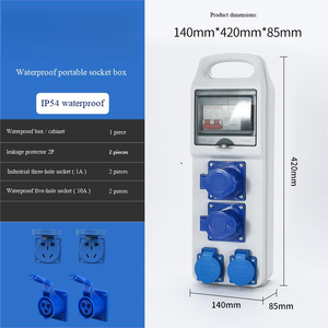 Boîte d'alimentation portable étanche IP54 en ABS avec protection RCD 2P, double prises industrielles 16A et 3 prises domestiques 10A - Product Image 2