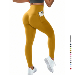 Women's Reversible Solid Seamless Peach Hip High Waist <b>Yoga</b> <b>Pants</b> Plus Size Sports Fitness Stretch Leggings Elastic Waist - Product Image 3