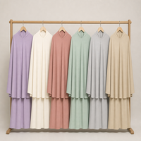 Ensemble de prière musulman OEM pour femmes, Telekung couleur unie, robe hijab couvrante, marque privée, sur commande, vente en gros