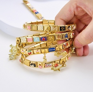 Pulsera de dijes italianos de acero inoxidable DIY de estilos variados al por mayor, dijes intercambiables, pulsera de moda para mujer, regalos de joyería - Product Image 4