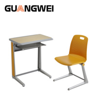 Meubles de classe de haute qualité GUANGWEI, cadre en alliage d'aluminium, table et chaises pour lycée, bureau double pour étudiants